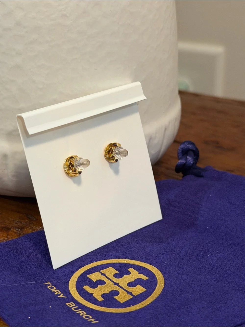 Tory Burch Kira Clover Gold Mother of Pearl Drop Earrings with Dust Bag NWT